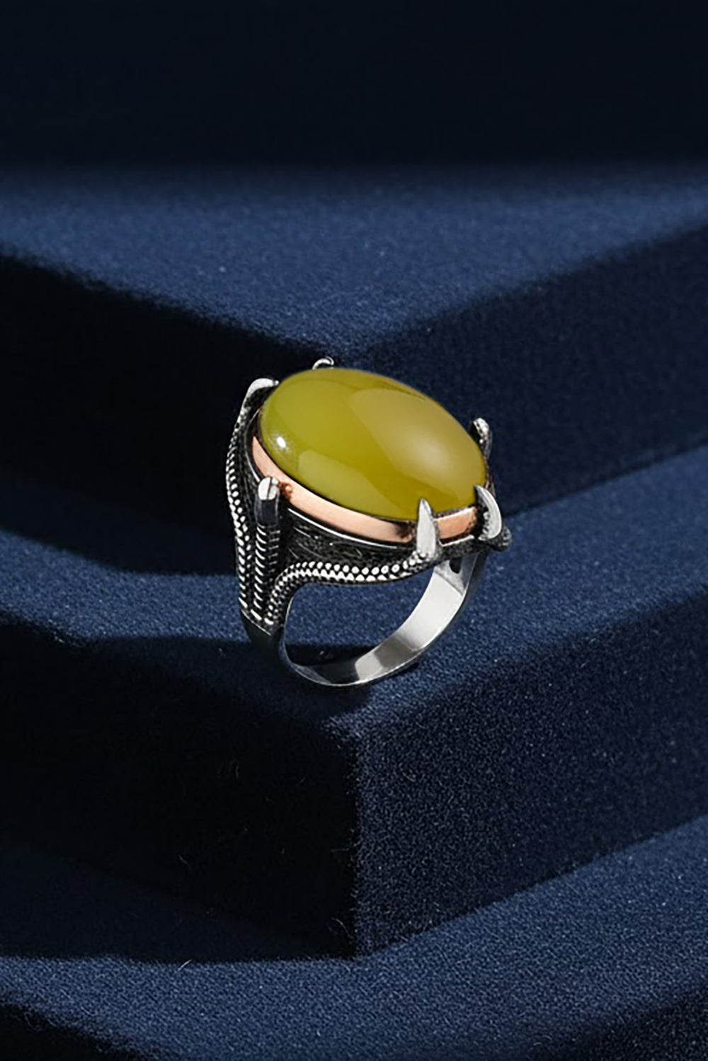 Corvyn Yellow Agate Silver Ring