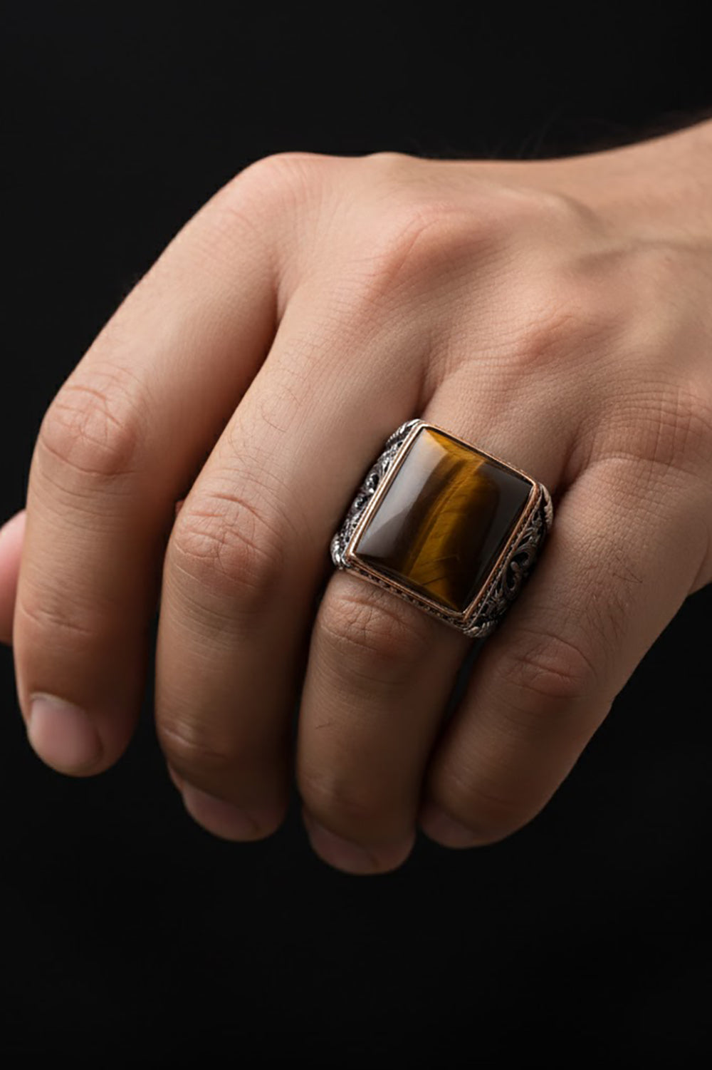 Elven Tiger Eye Silver Ring