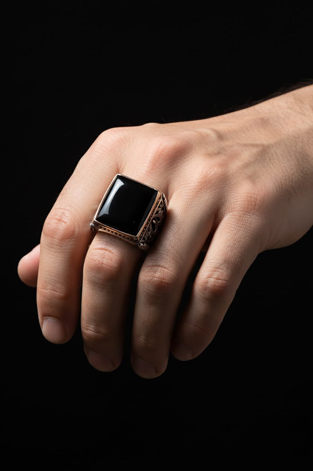 Orien Handmade Onyx Silver Ring