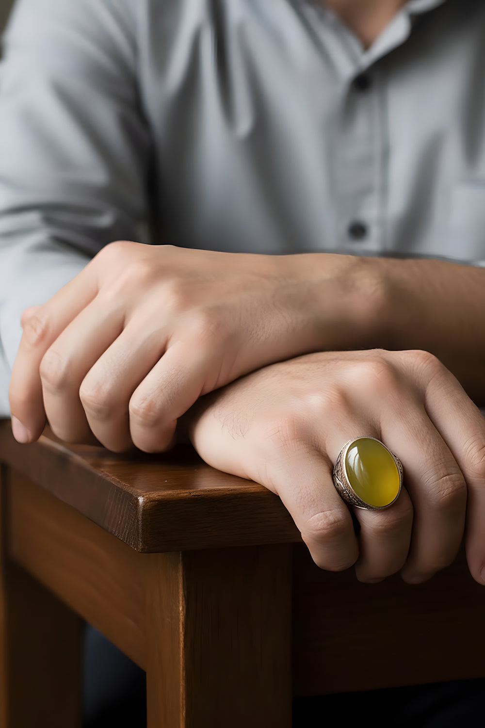Olvar Yellow Agate Silver Ring