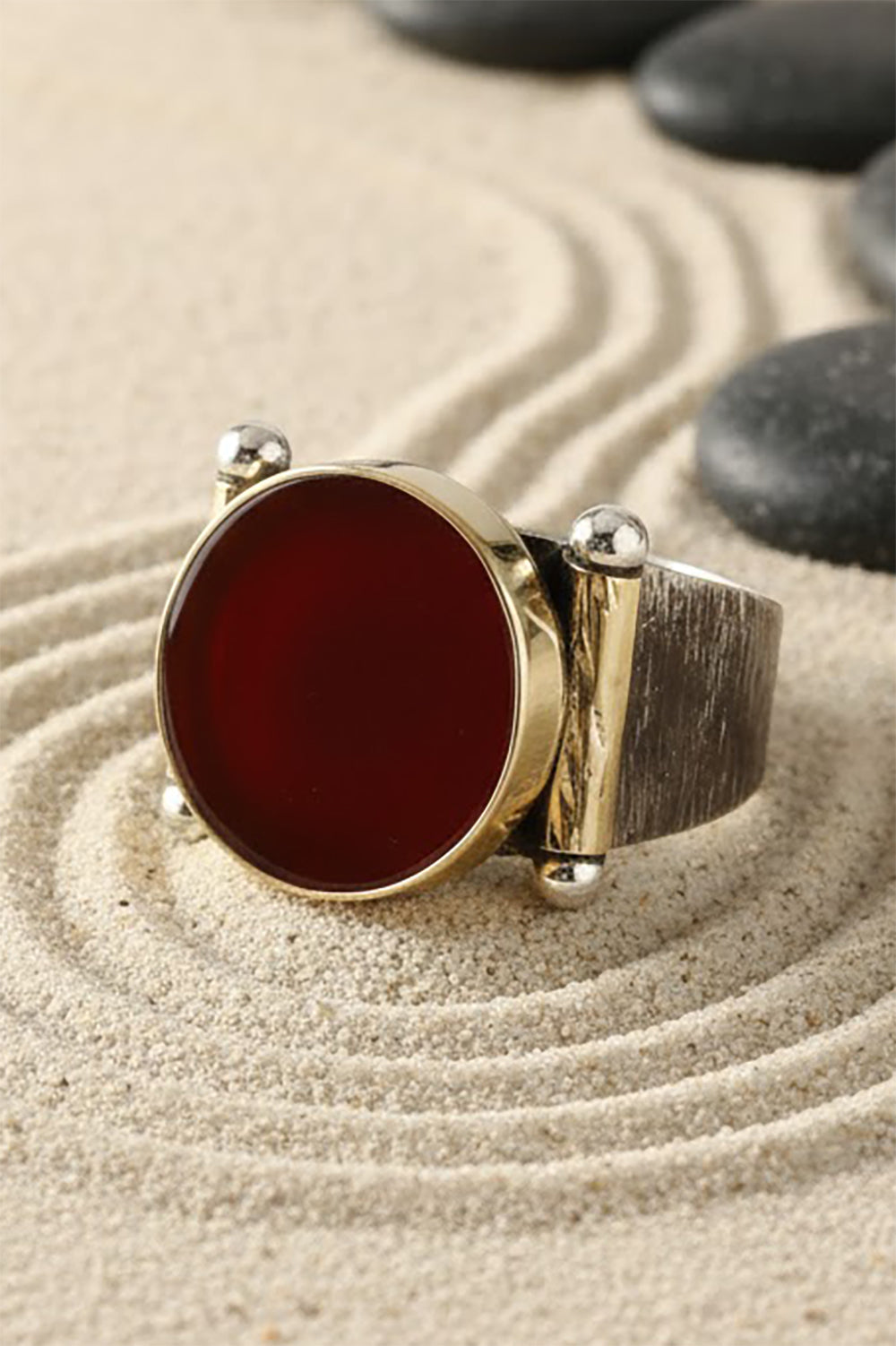 Alvenic Red Agate Silver Ring