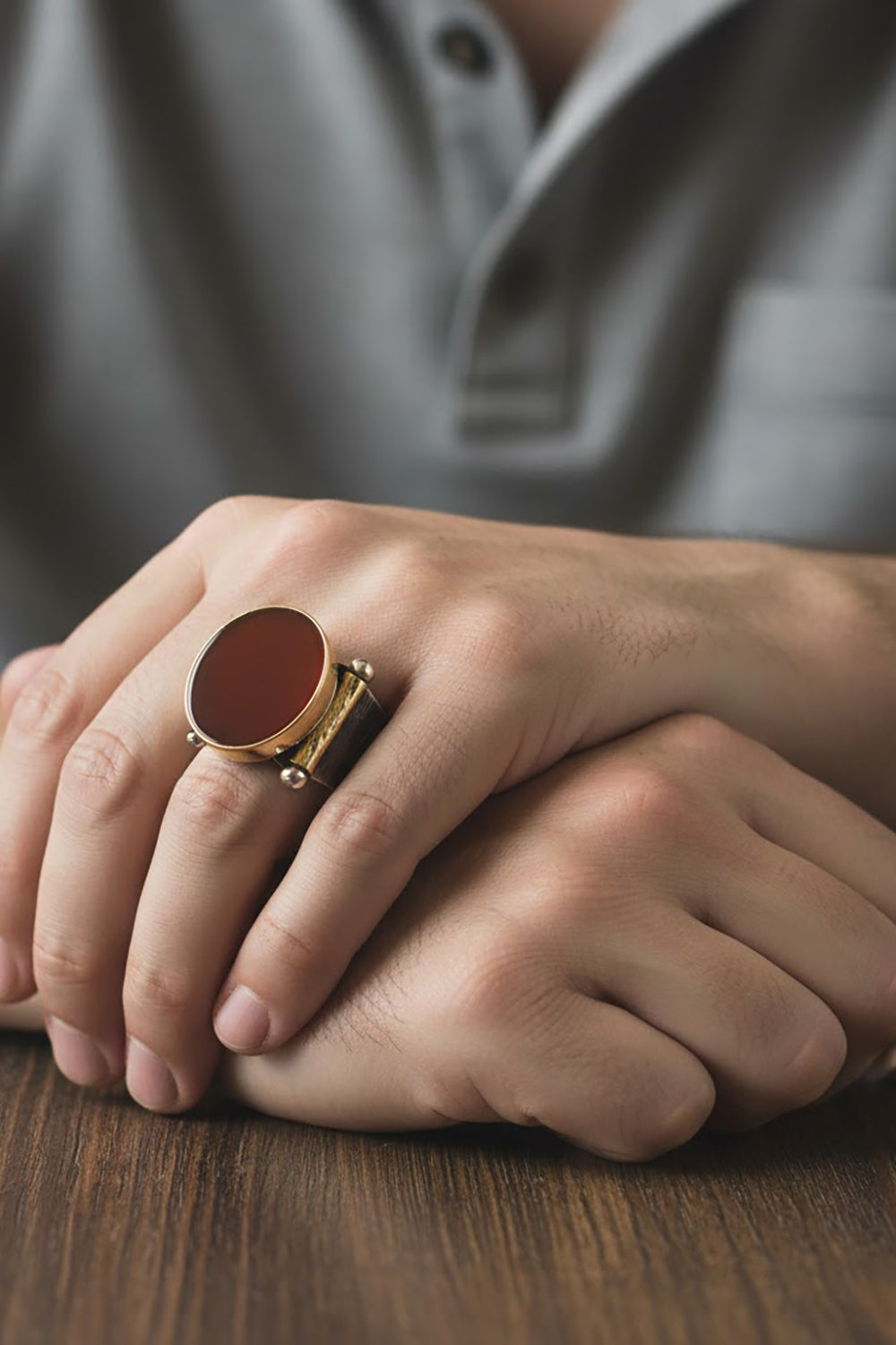 Alvenic Red Agate Silver Ring