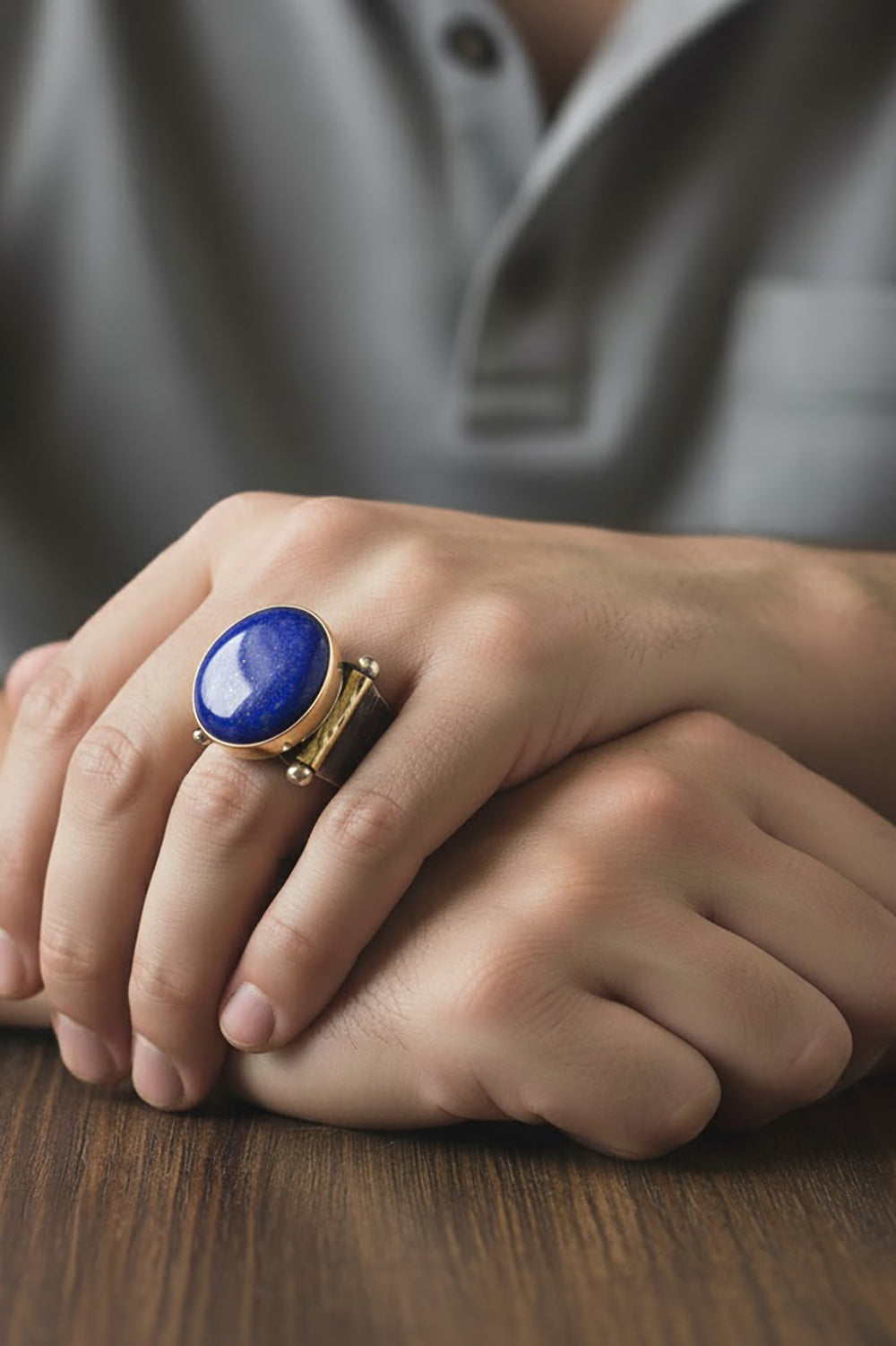 Laren Lapis Stone Silver Ring