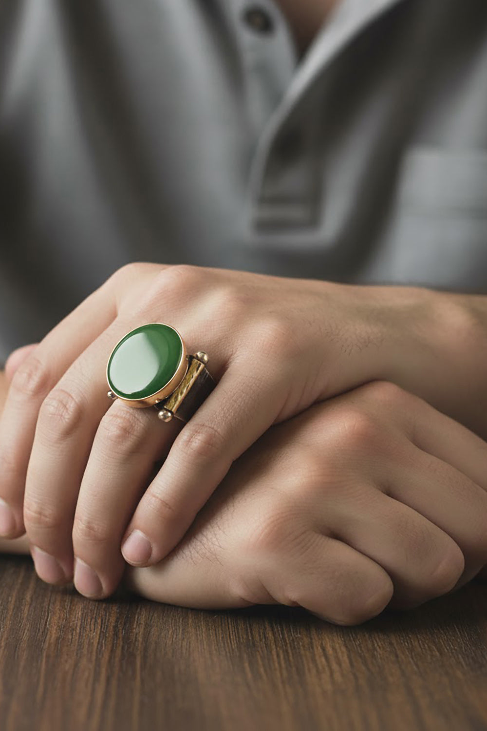 Norvar Green Agate Silver Ring