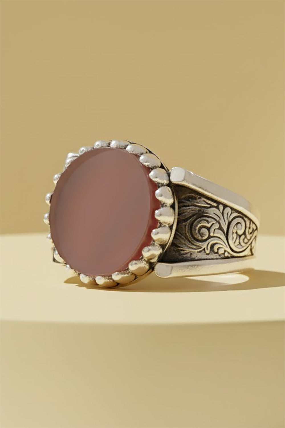 Eylon Red Agate Silver Ring