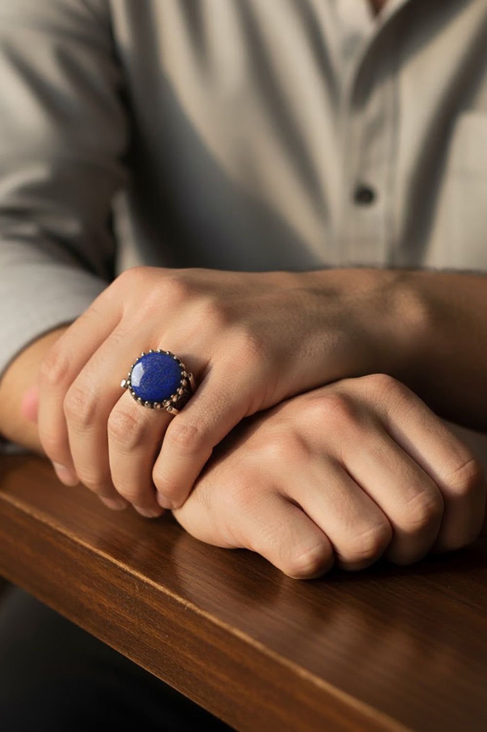 Kelor Lapis Stone Silver Ring