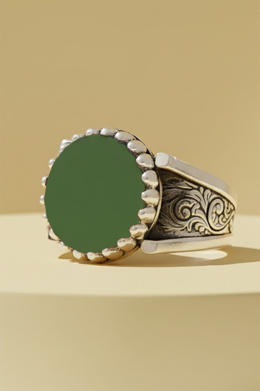 Rynor Green Agate Silver Ring