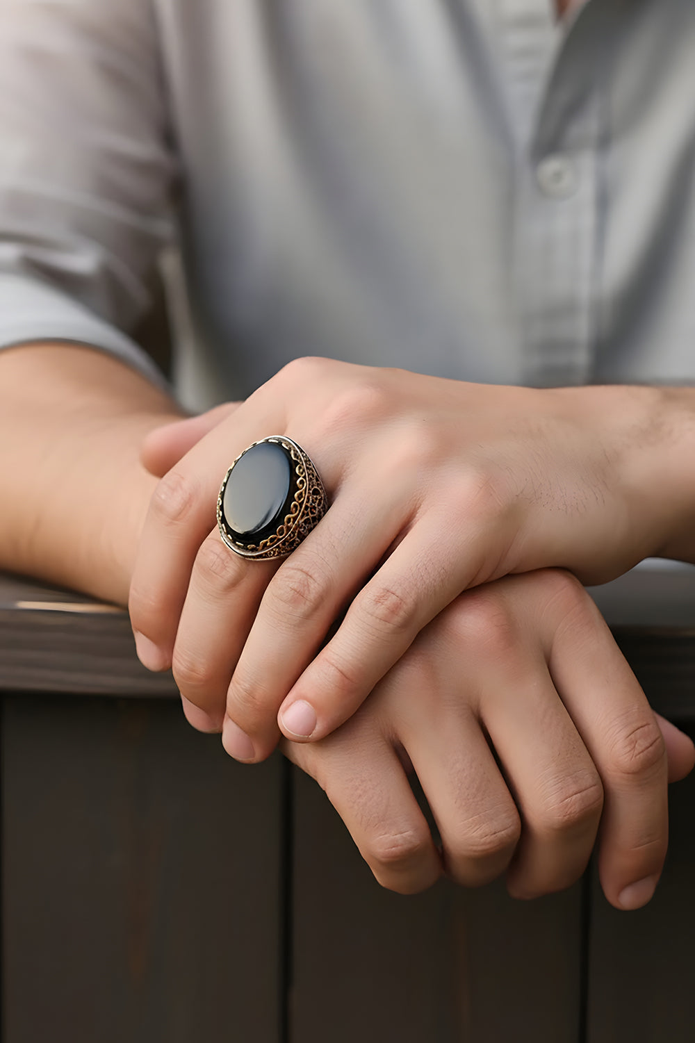 Elaric Handmade Onyx Silver Ring