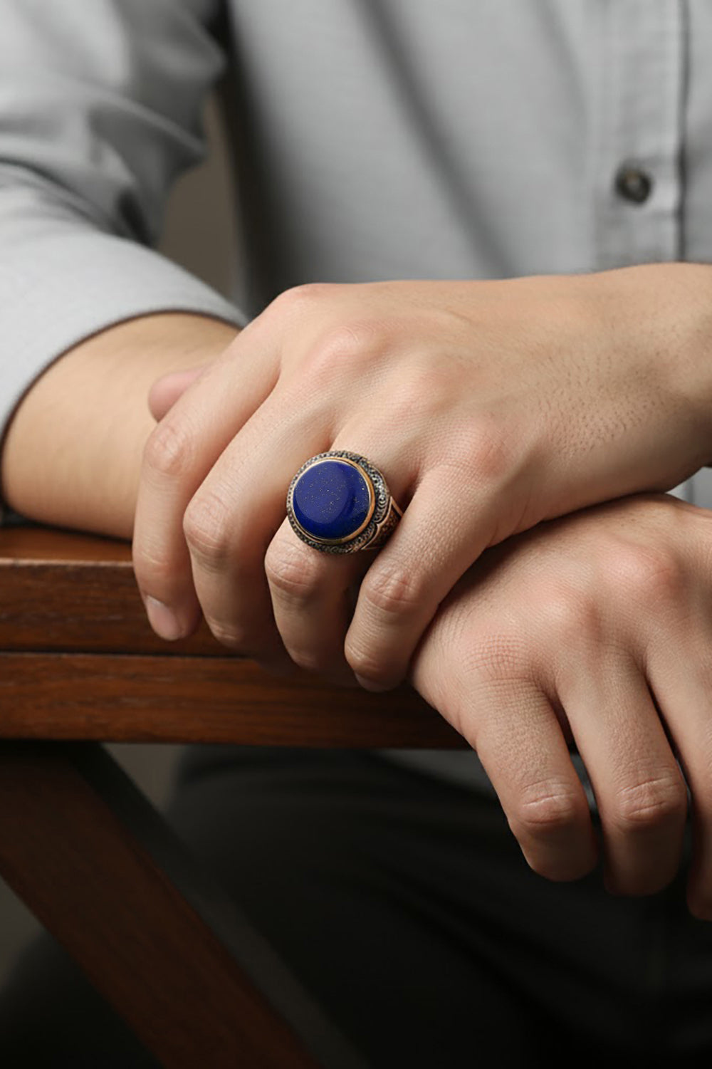 Corlen Lapis Stone Silver Ring