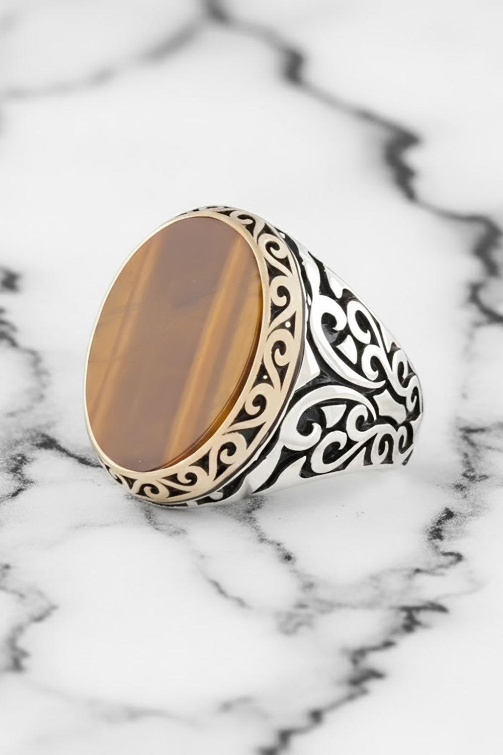 Naric Tiger Eye Silver Ring