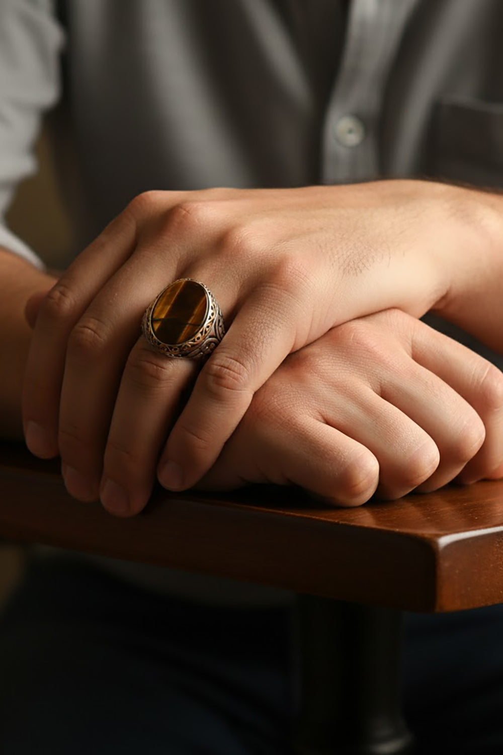 Naric Tiger Eye Silver Ring