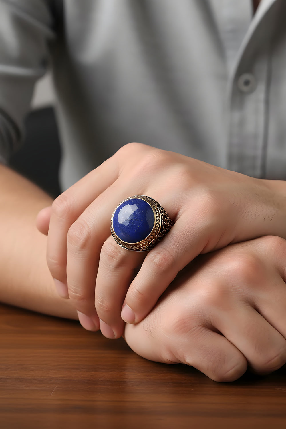 Orlin Lapis Stone Silver Ring