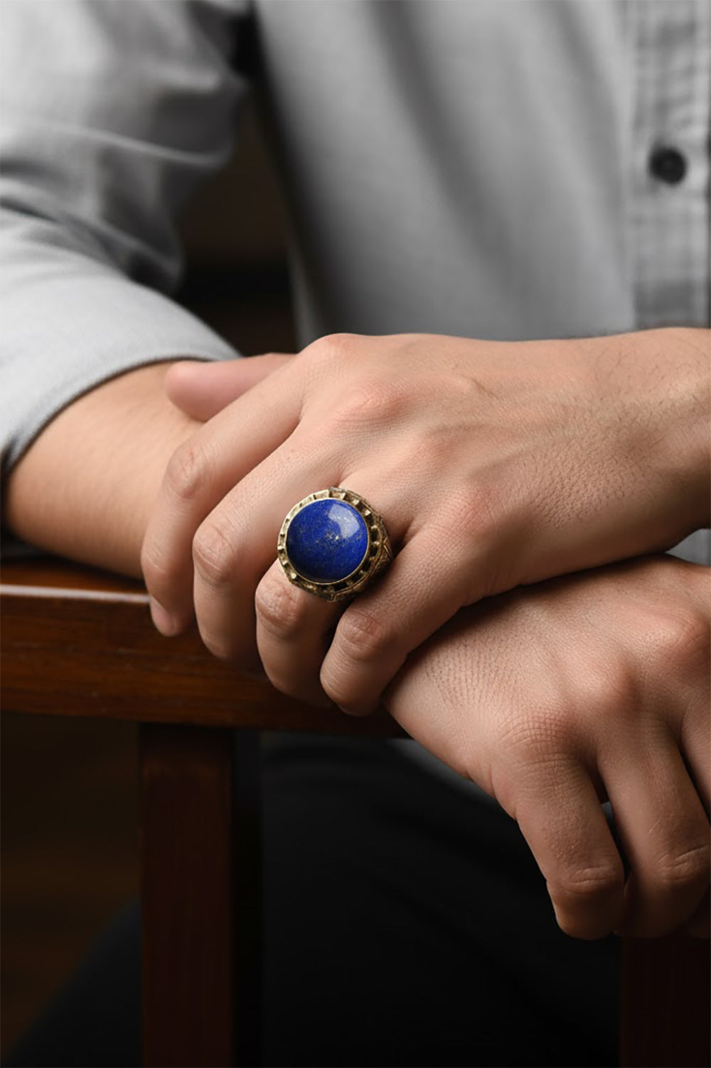 Melvon Lapis Stone Silver Ring