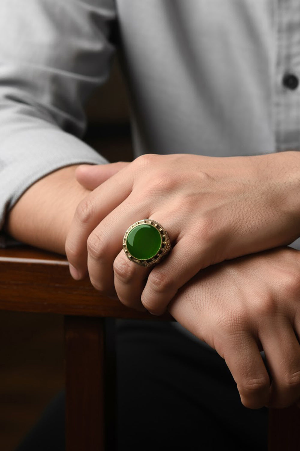 Zyrin Green Agate Silver Ring