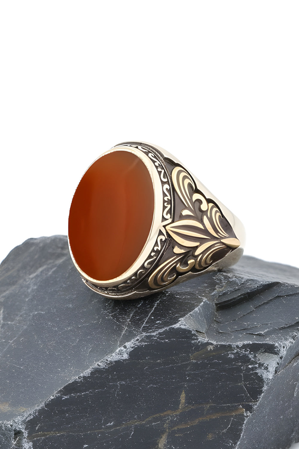 Tavrin Red Agate Silver Ring