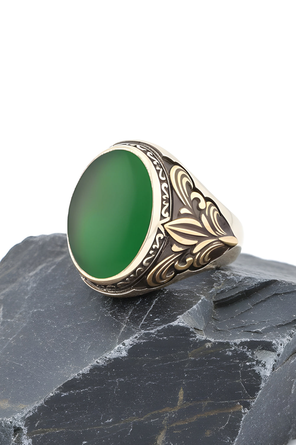 Orylin Green Agate Silver Ring