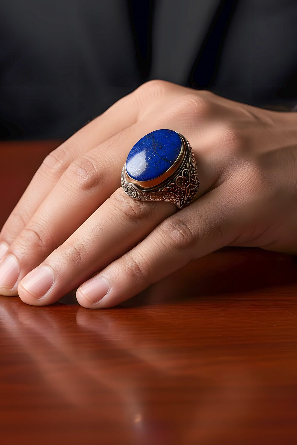 Calenx Lapis Stone Silver Ring