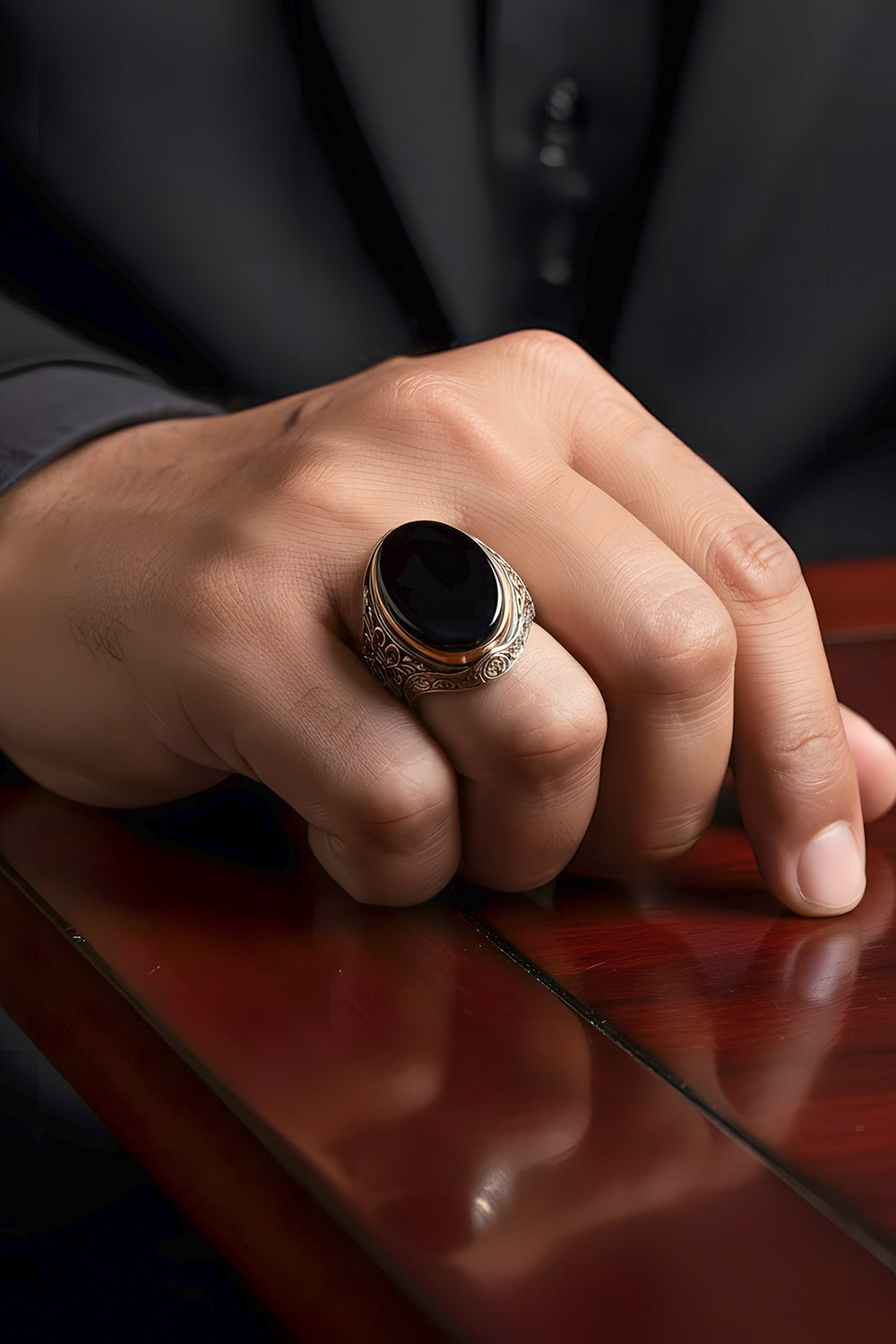 Rivenx Handmade Onyx Silver Ring