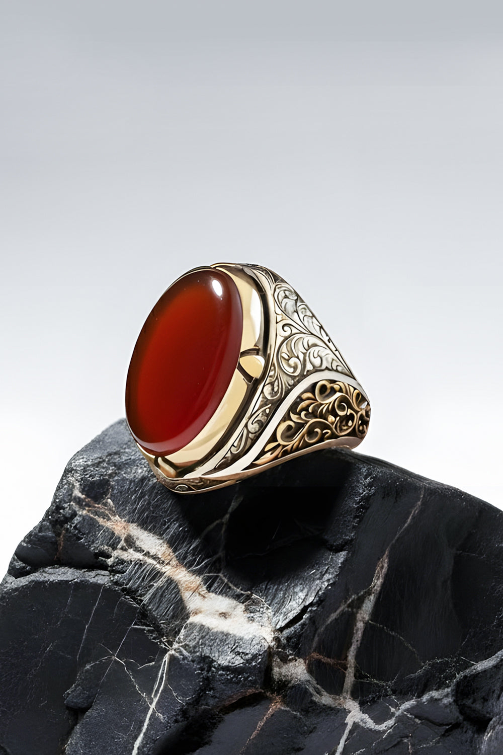 Orelan Red Agate Silver Ring