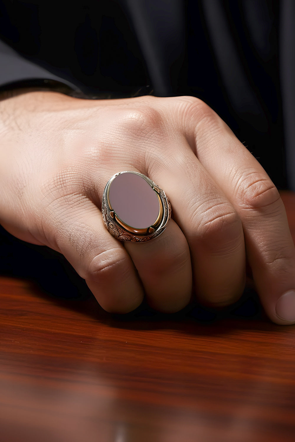 Orelan Red Agate Silver Ring