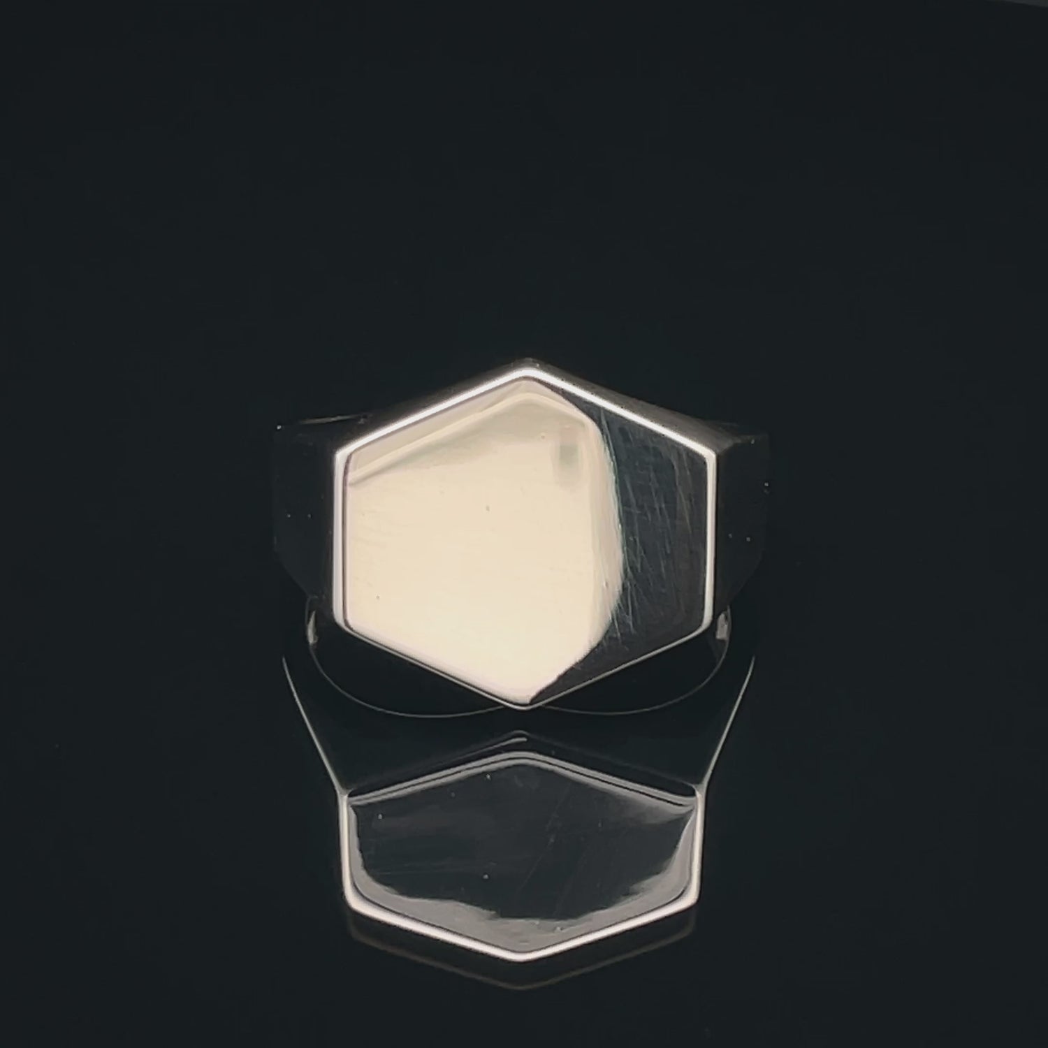 Sleek Hexagonal Silver Ring