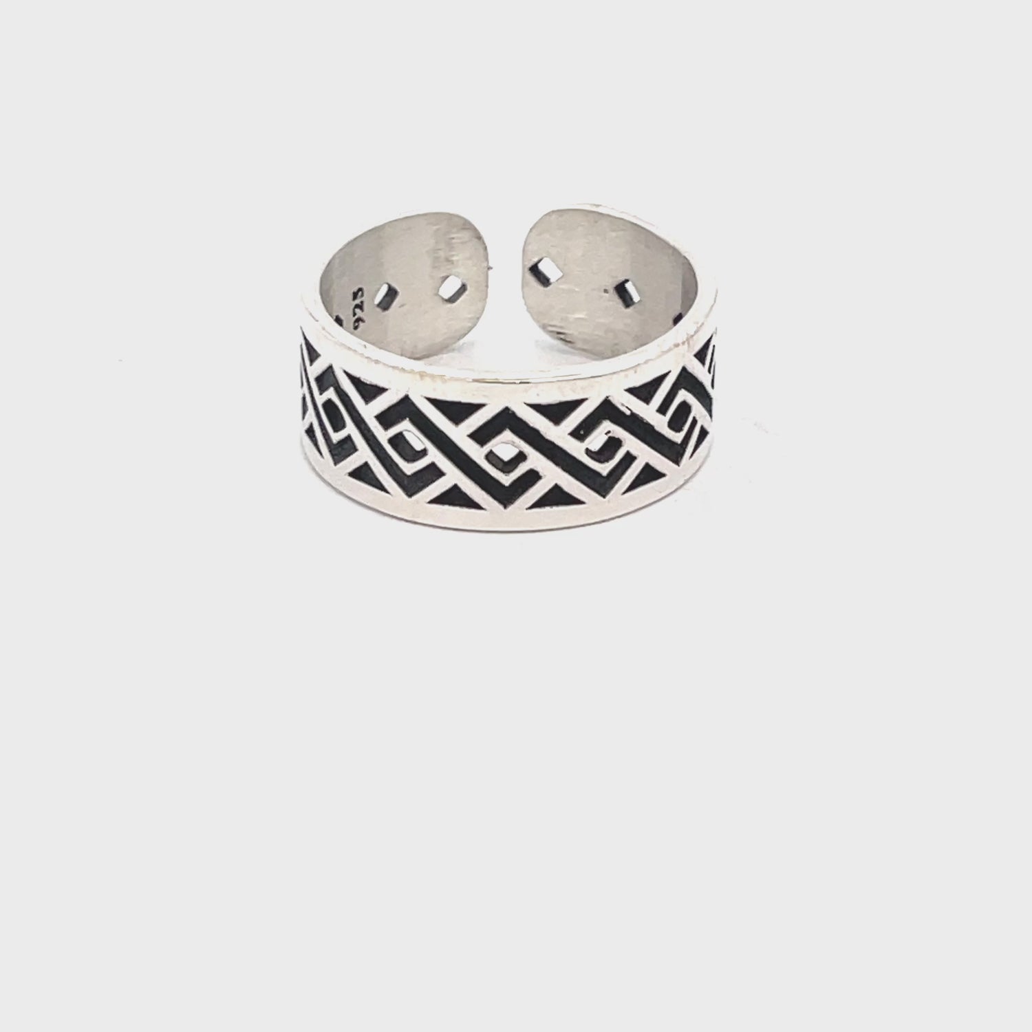 Stylish Black and Silver Cuff Ring