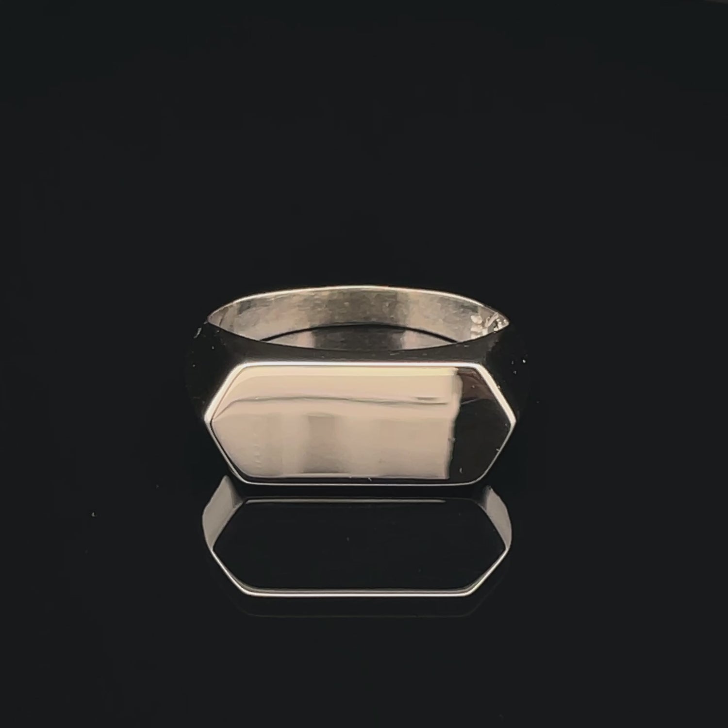 Sleek Silver Hexagon Ring