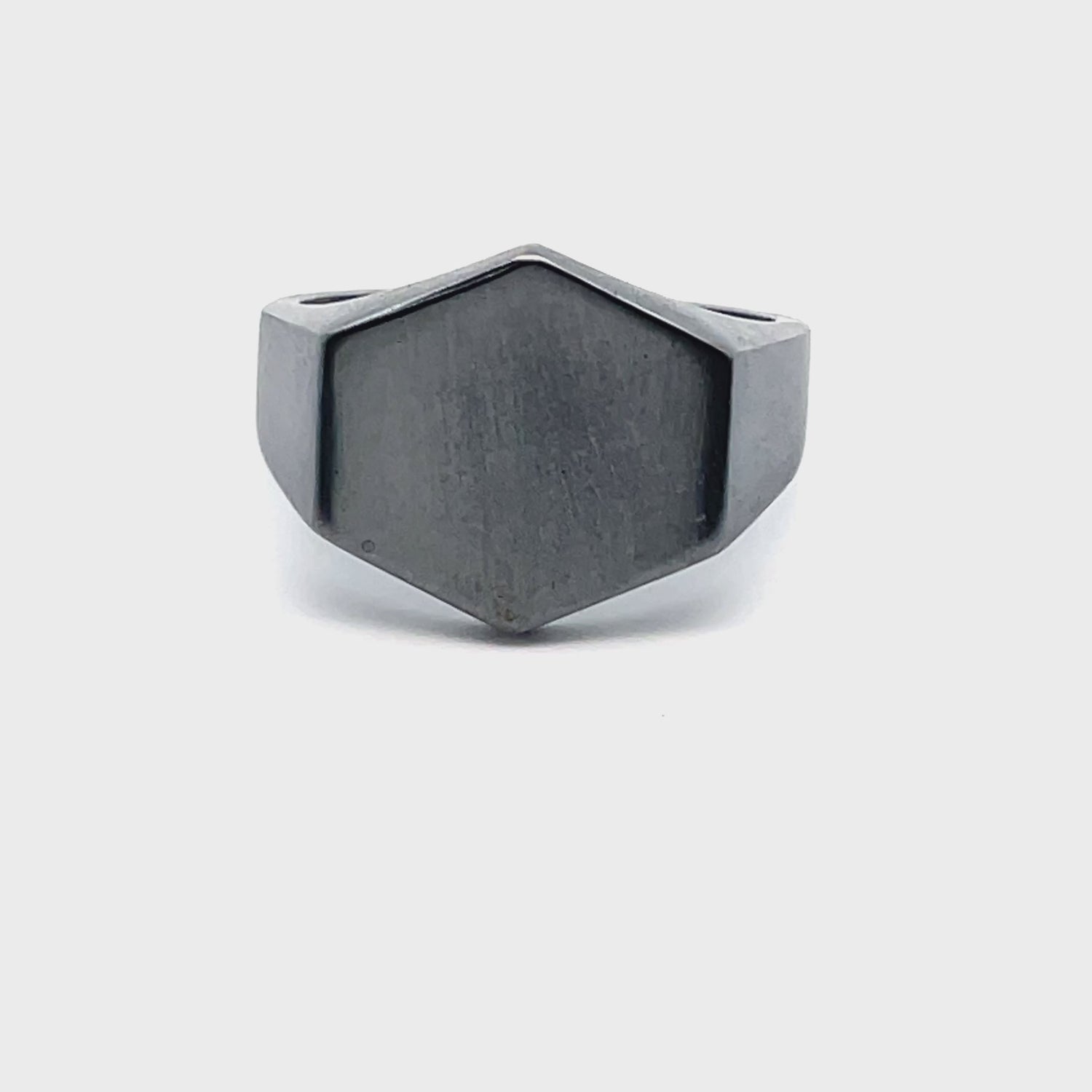 Sleek Hexagonal Black Ring